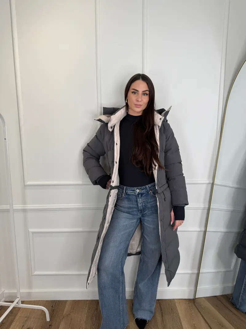 2-in-1 puffer jas - grijs