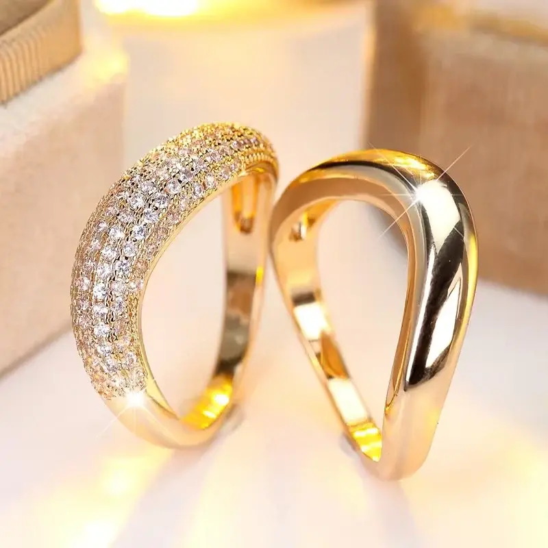 2-Piece Elegant Wide Matching Ring Set