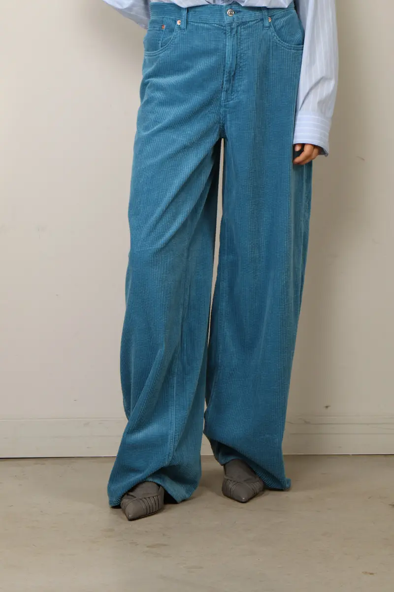 6397 - Jeans - Roomy - Corduroy - Turqoise