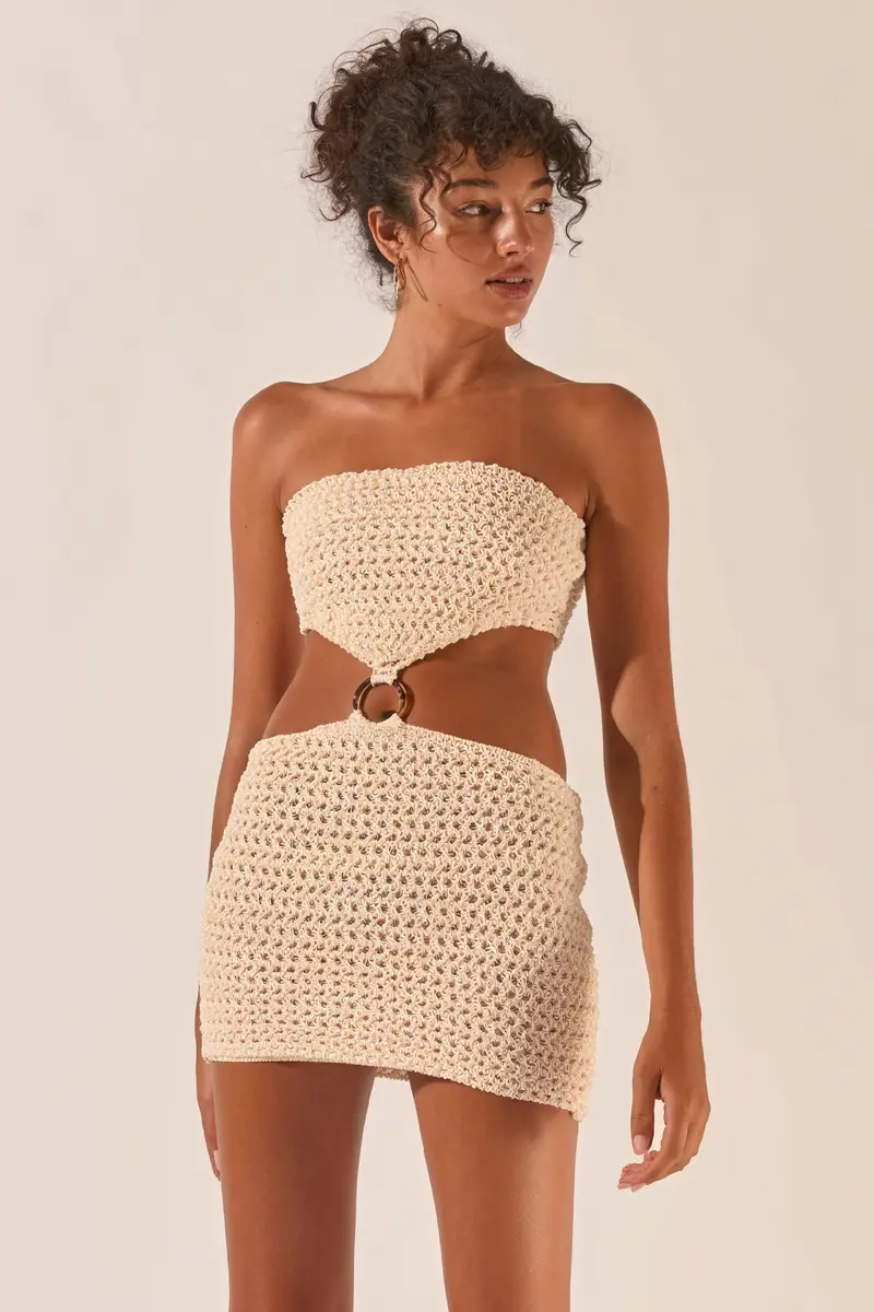 Abito Crochet Due Pezzi con Dettaglio Anello