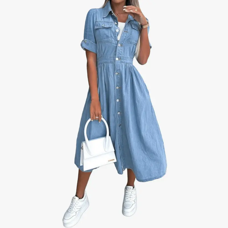 Abito Denim Casual con Vita Cinque