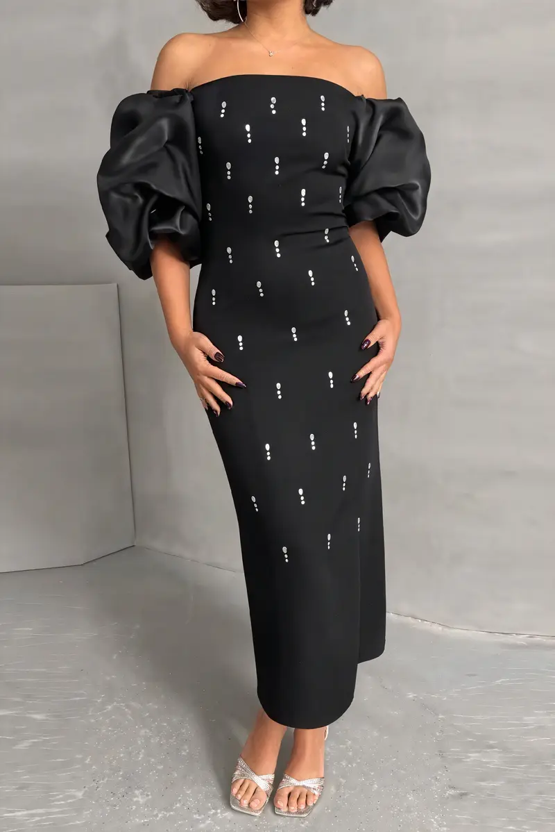 Abito Midi Puffed Sleeve
