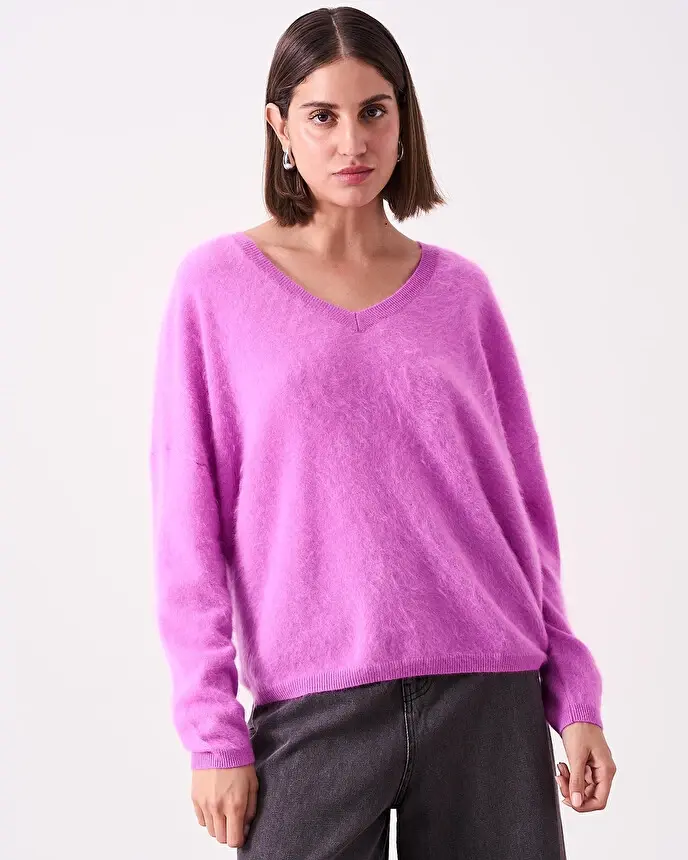 Absolut cashmere limited soeli neon purple V-hals
