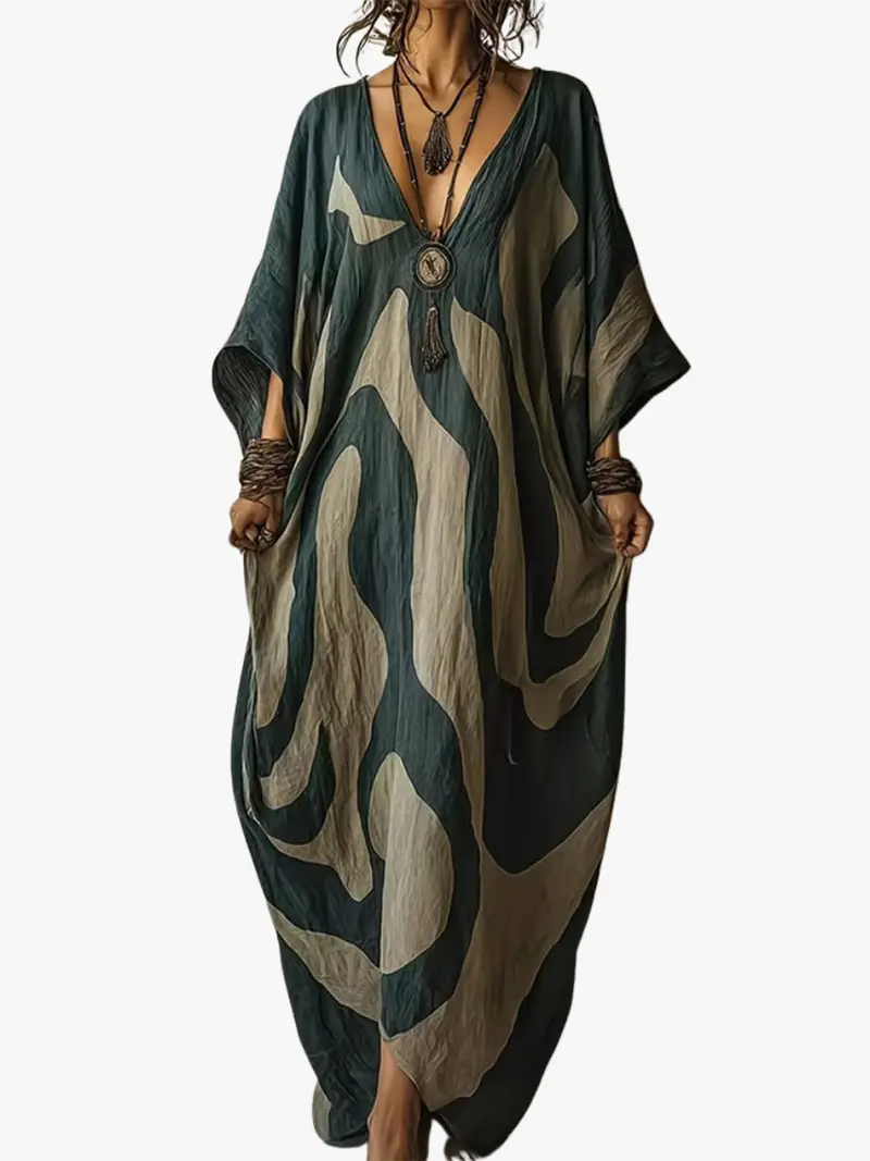 ABSTRACT PRINT MAXI DRESS FOR WOMEN