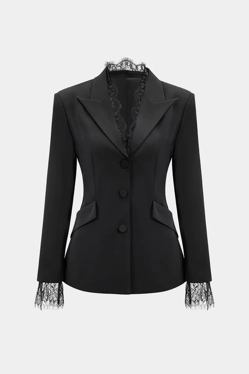 Agnes | Marynarka damska z koronkowymi detalami na mankietach, elegancka stylowa