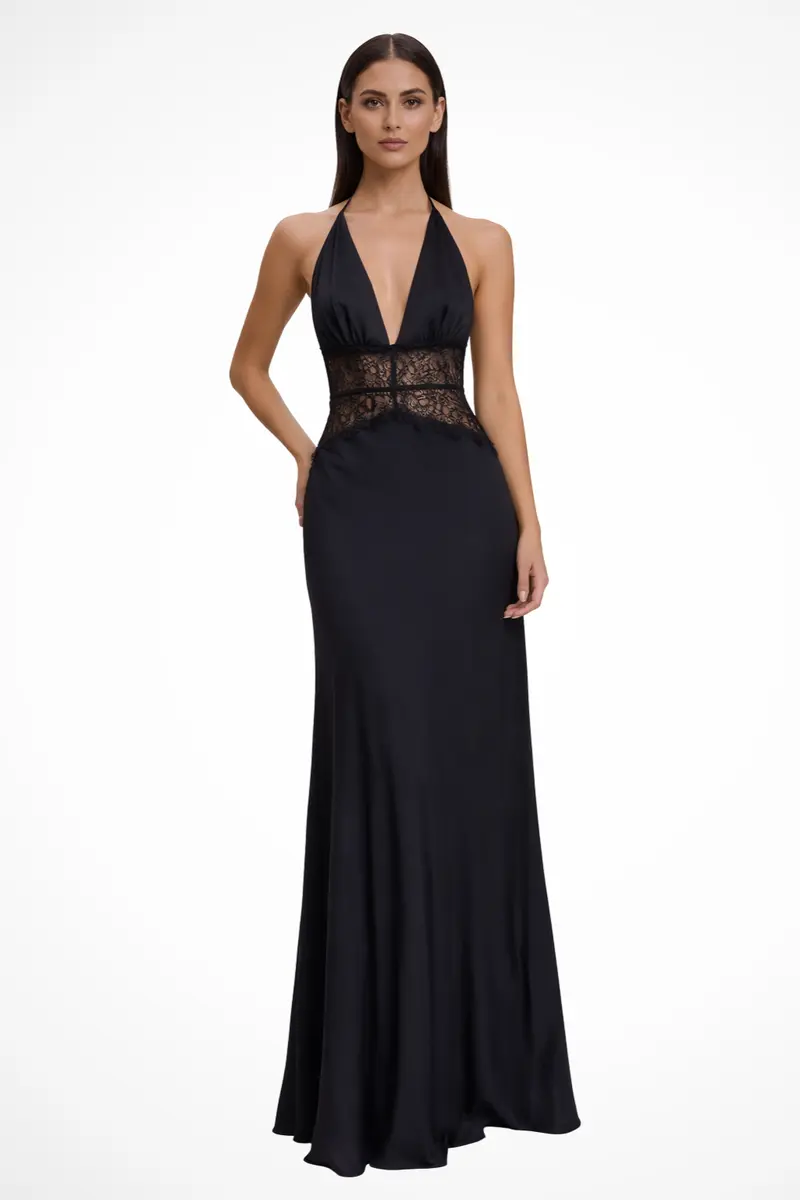 Agnieszka | Sukienka damska maxi | Elegancka, z odkrytymi plecami