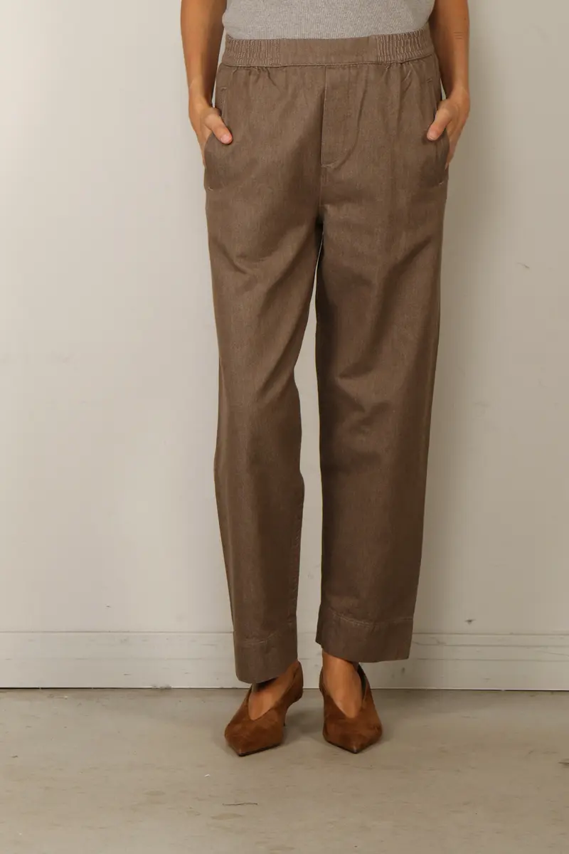 Aiayu - Broek - Coco Pant Twill - Smokey Brown Melange