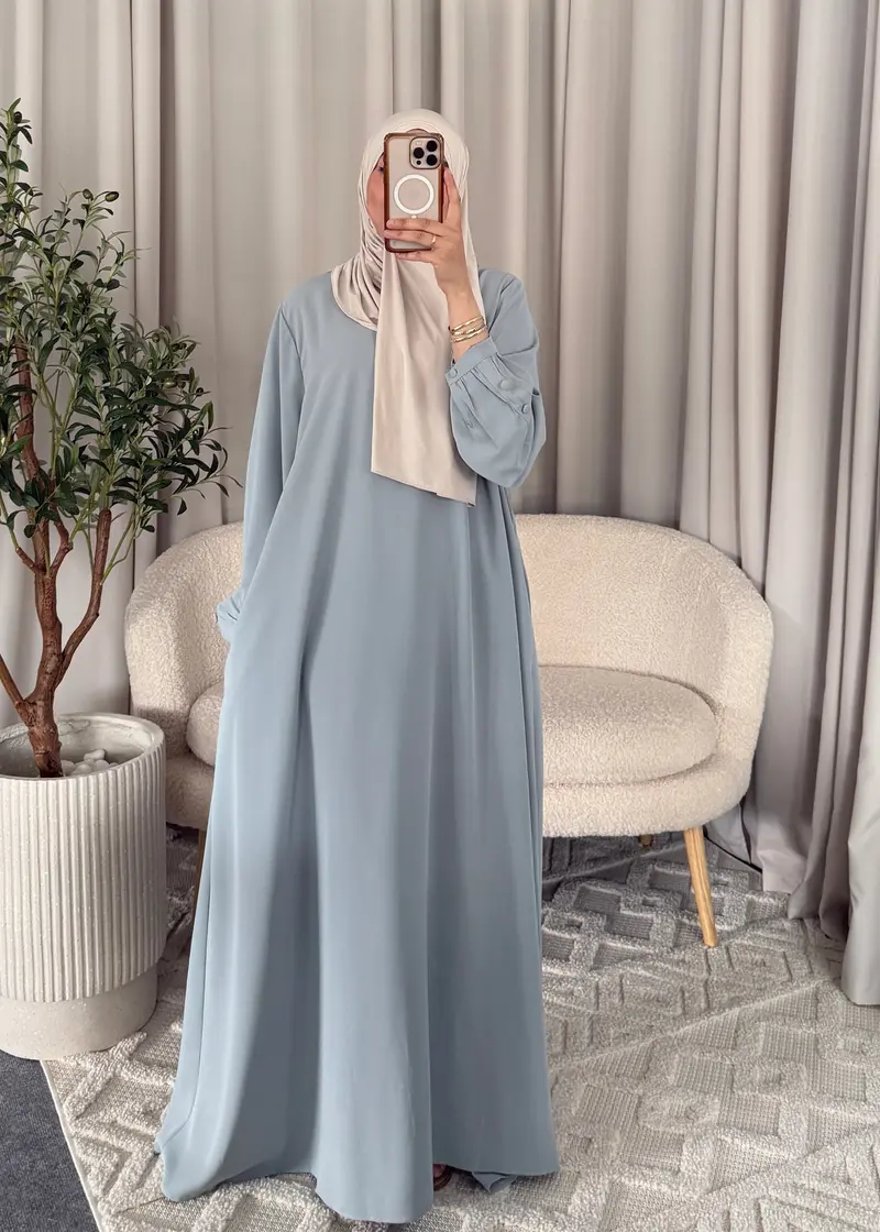 AICHA BUTTON ABAYA BLUE
