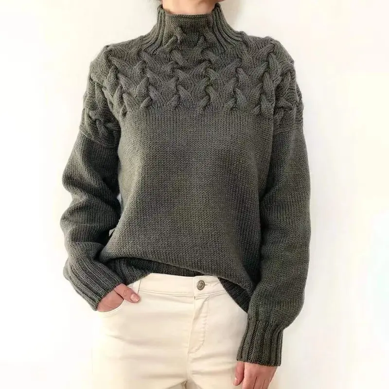 Alessara™ | Casual turtleneck solid-color sweater