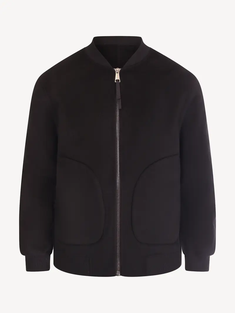 Amaránto Bomber Jack in Wol en Cashmere - Zwart