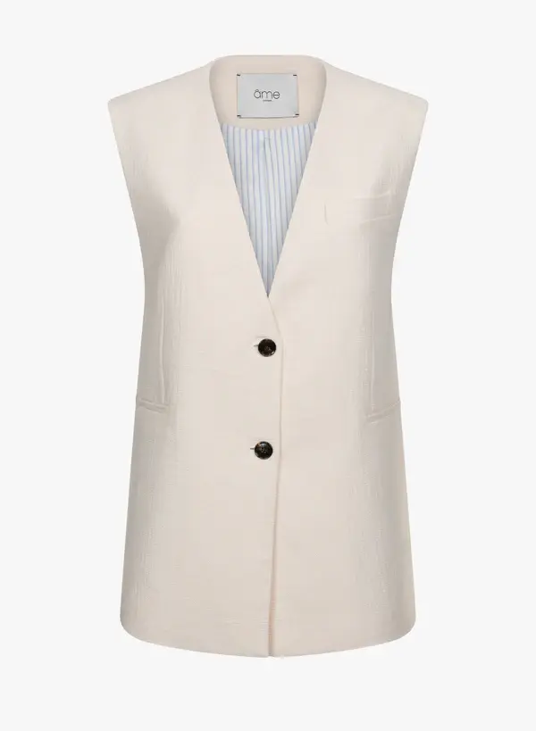 Âme antwerp noble big tetra off white sleeveless gilet