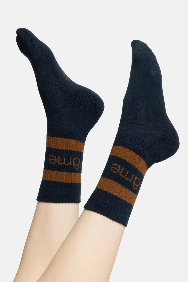 Âme antwerp sokken Diego NC16 dark blue with camel lines