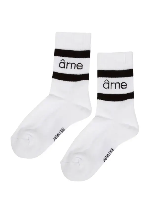 Âme antwerp sokken WH00 white with black lines