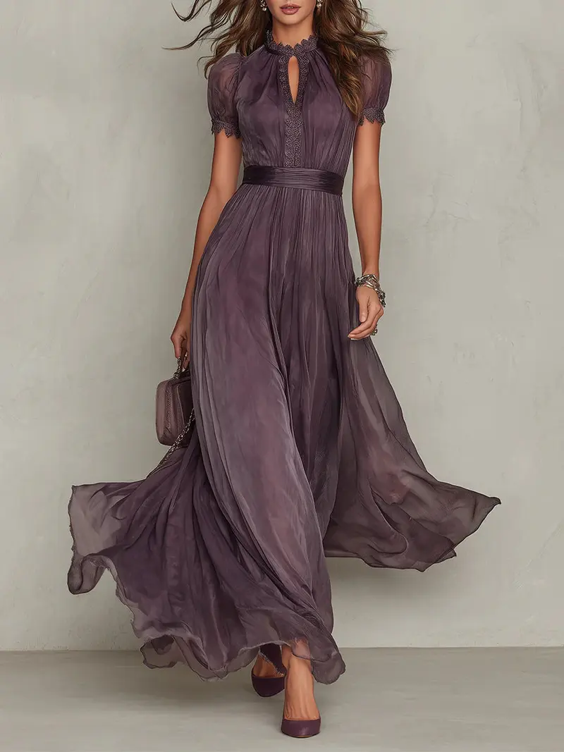 Amélie™ Chiffon Lace Maxi Dress