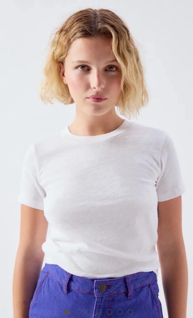 American Vintage SON28G T-Shirt Ajuste Mc Col Rond Blanc