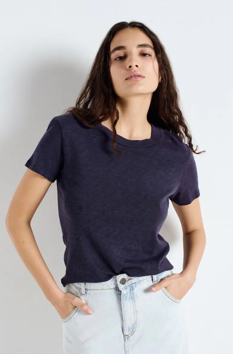 American Vintage SON28G T-Shirt Ajuste Mc Col Rond Navy Blue