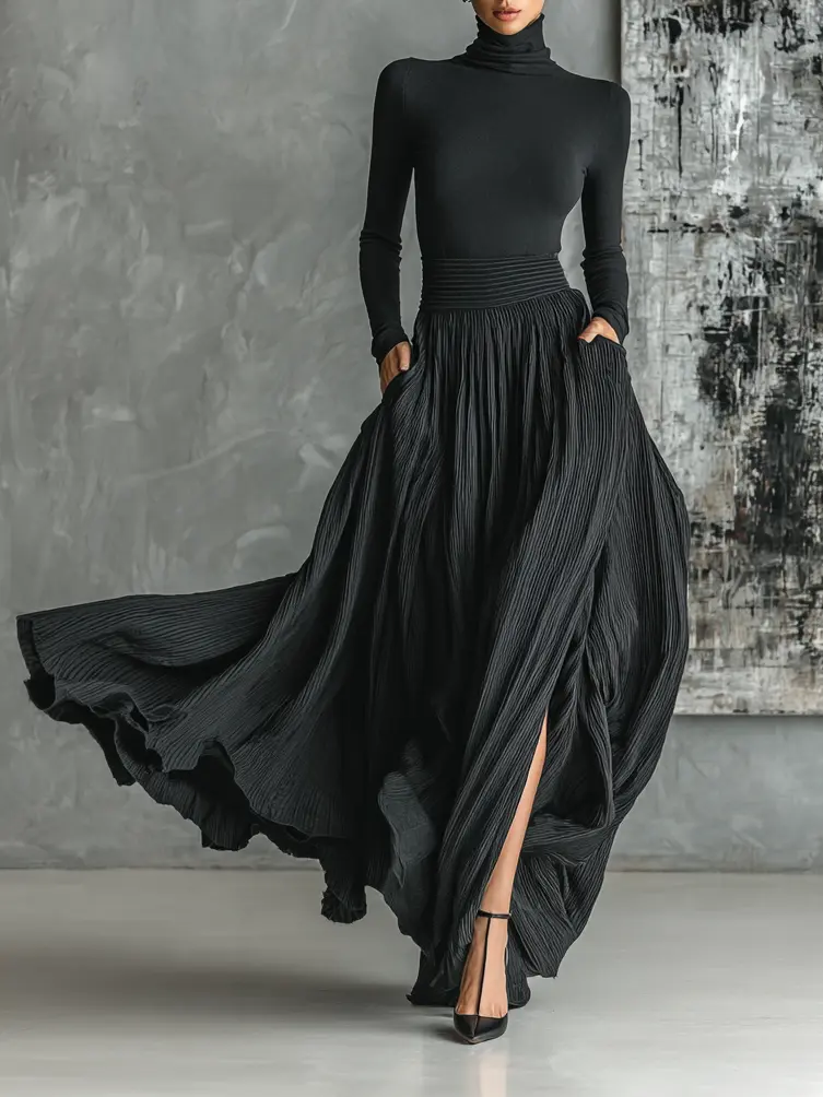 Amoura™ | Skinny Turtleneck Shirt & Skirt Set