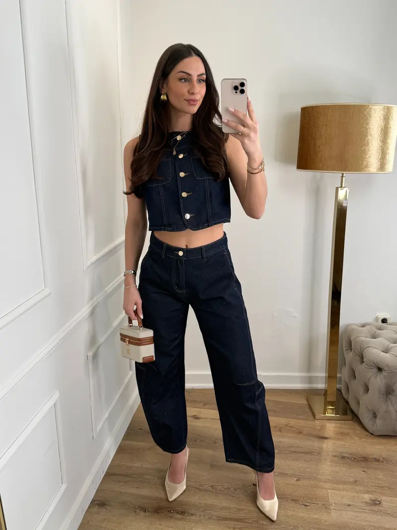 Amy dark denim barrel jeans