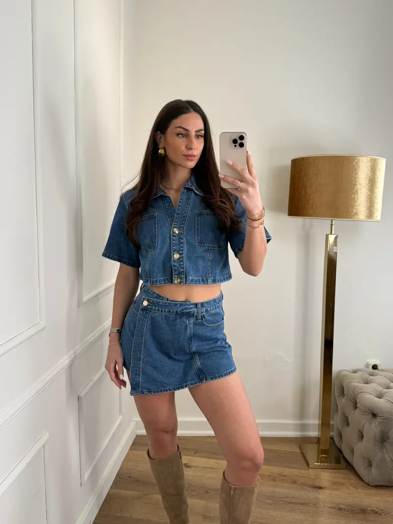Amy denim short blauw