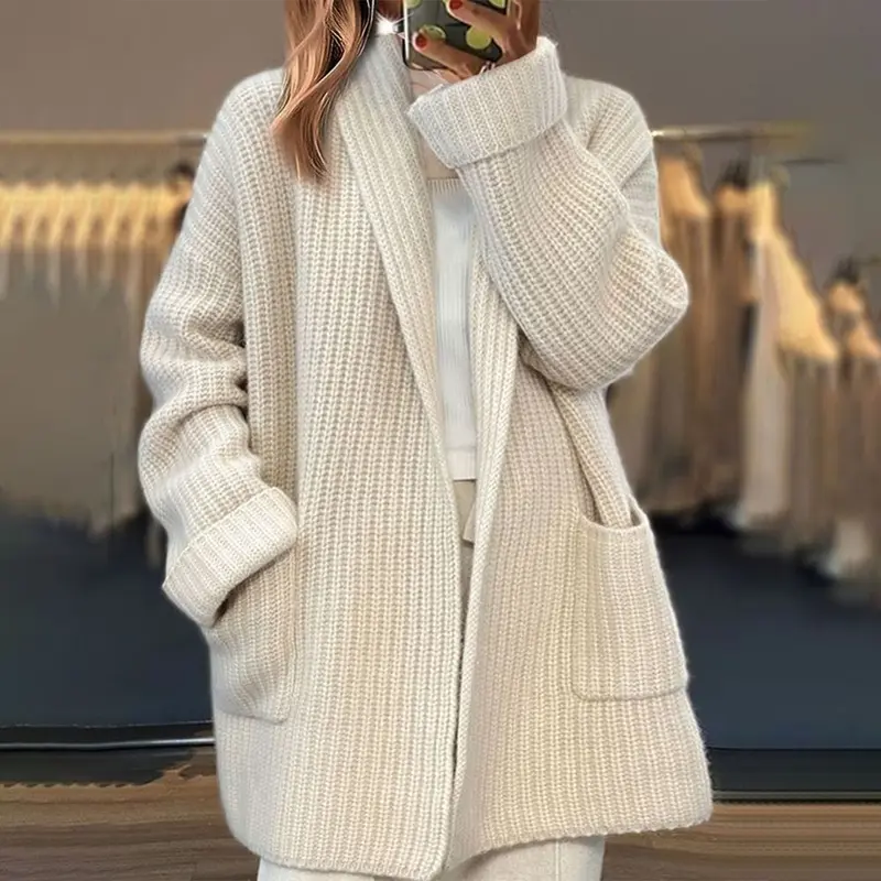Anna | Elegante Damen Strickjacke Langarm Basics