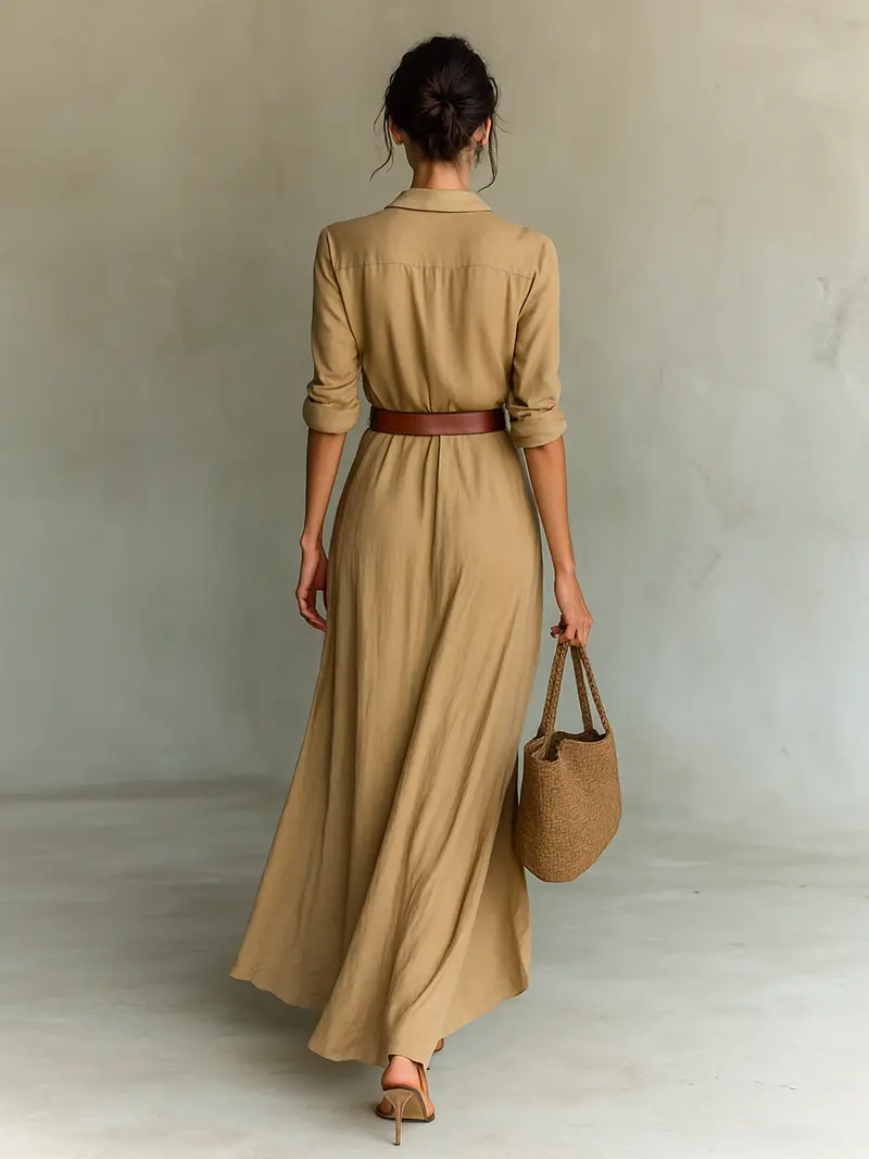 ANNIKA | Maxikleid mit Reverskragen und Gürtel