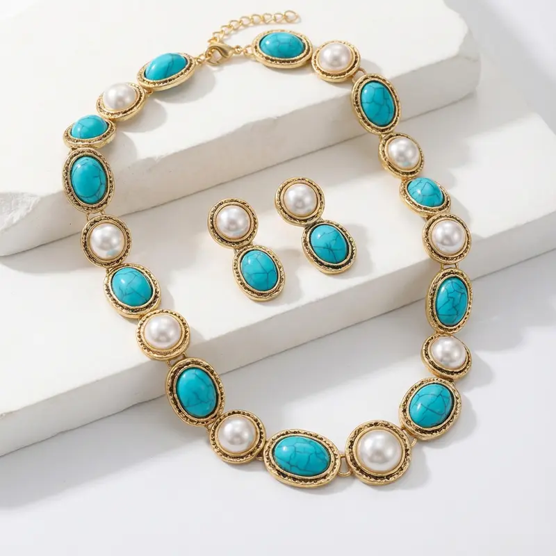 Antique Turquoise Pearl Set