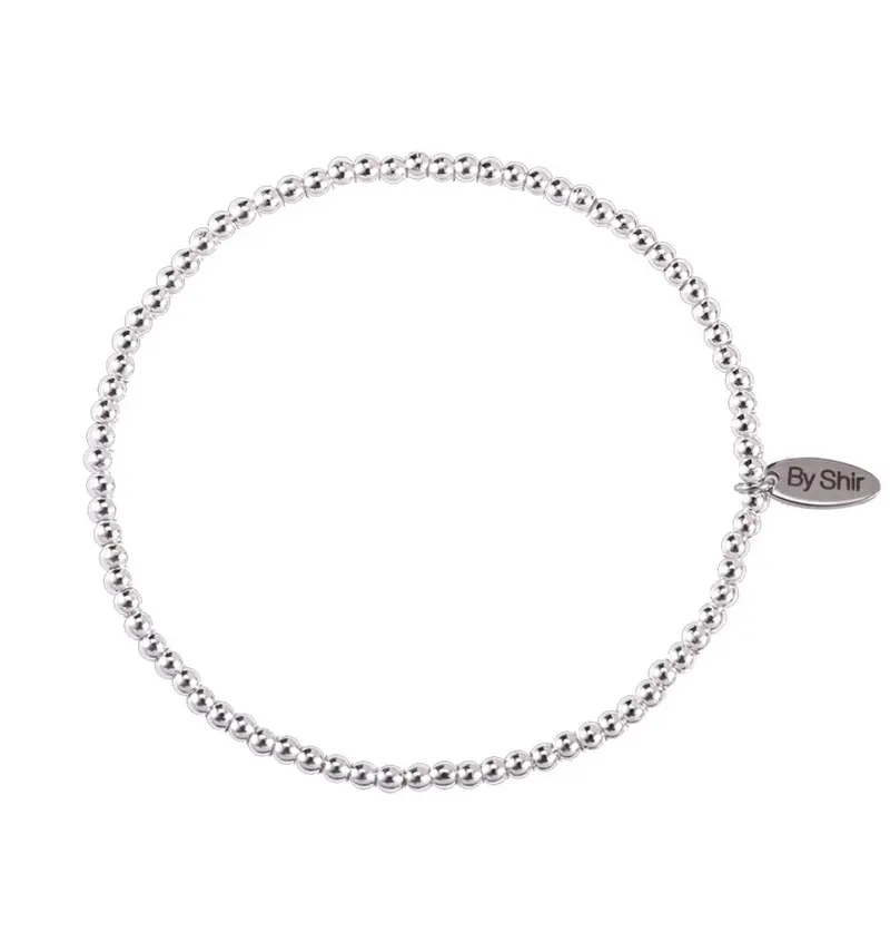 Armband kraaltjes met letter - edelstaal