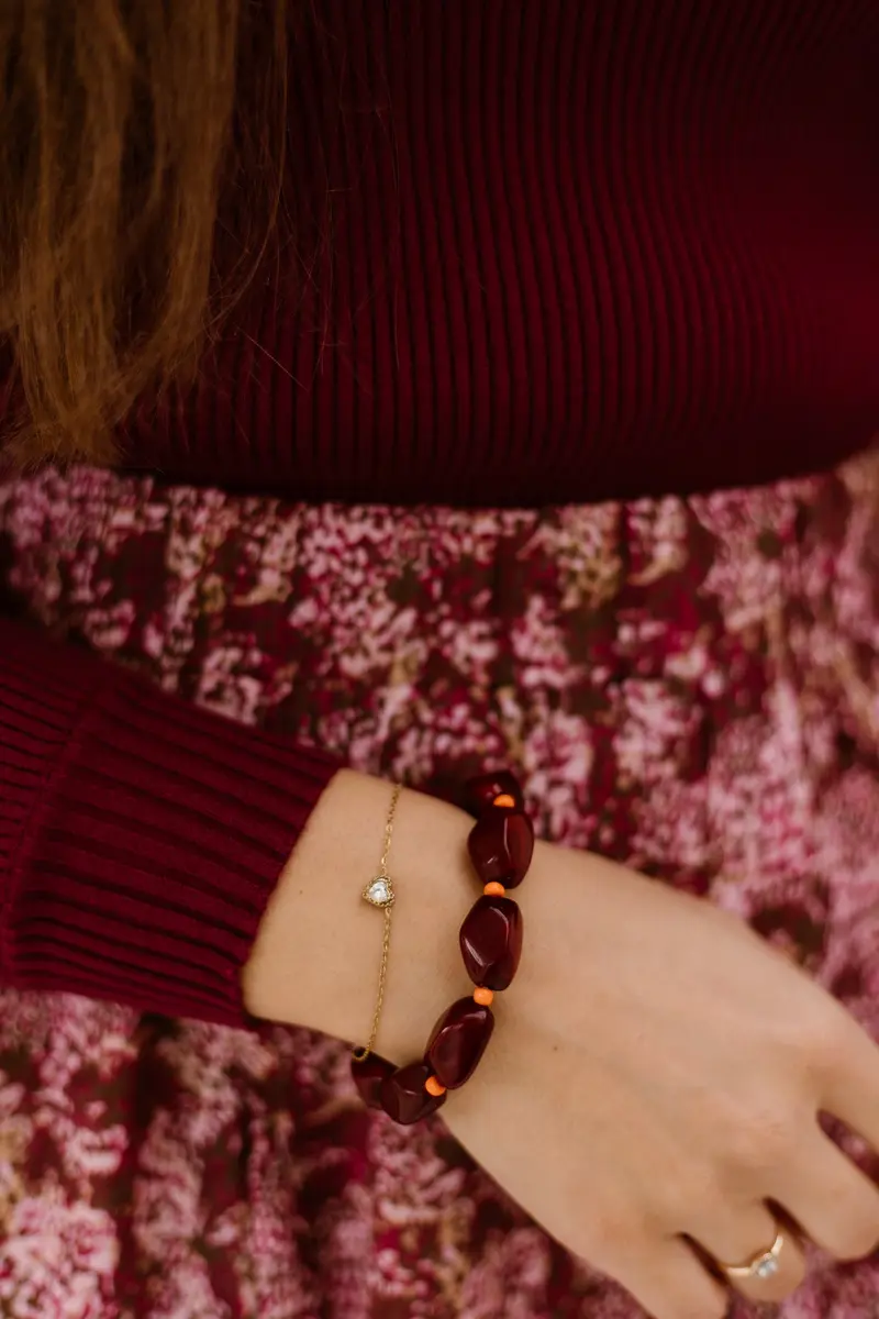 Armband Kralen Karmozijnrood 297467
