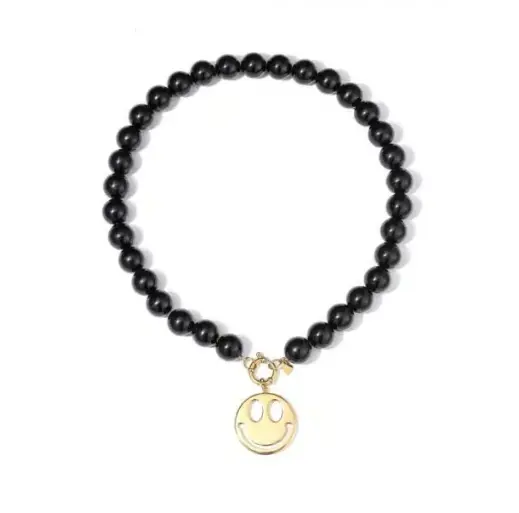 Be Dazzled Smiley ketting zwart