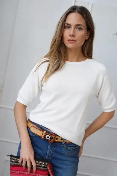 Belluna Claudie gebreide top ecru
