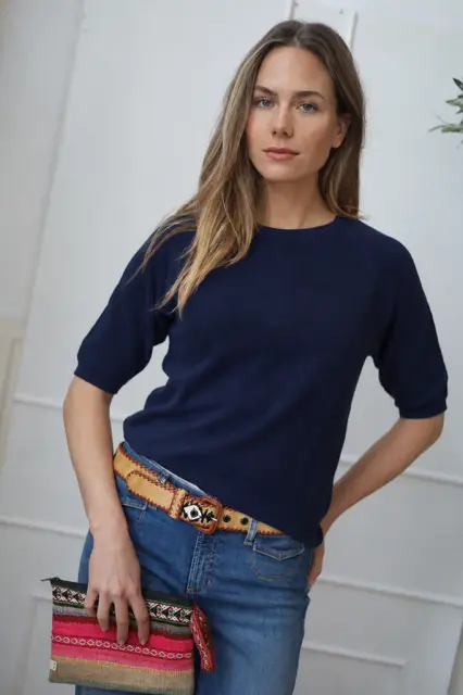 Belluna Claudie gebreide top navy