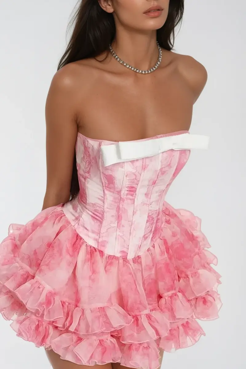Besnik Corset Ruffle Mini Dress
