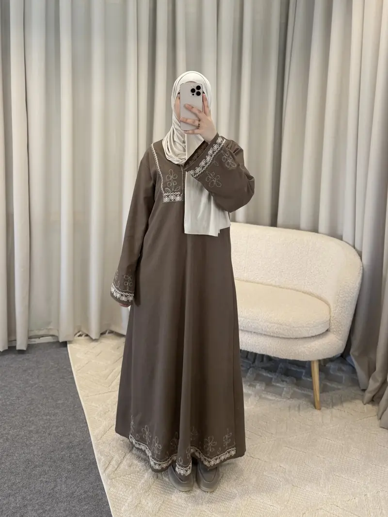 BIBI EMBROIDERY DRESS BROWN
