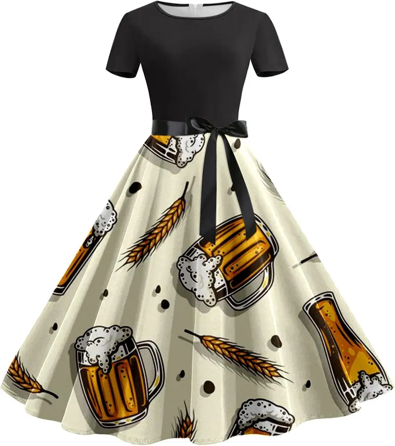Bierkrug-&-Brezn-Kleid mit Taillenband – Anna Oktoberfest 2026