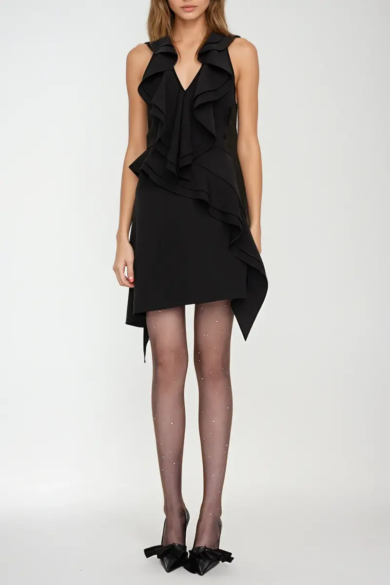 Bjarke Ruffle Asymmetric Mini Dress