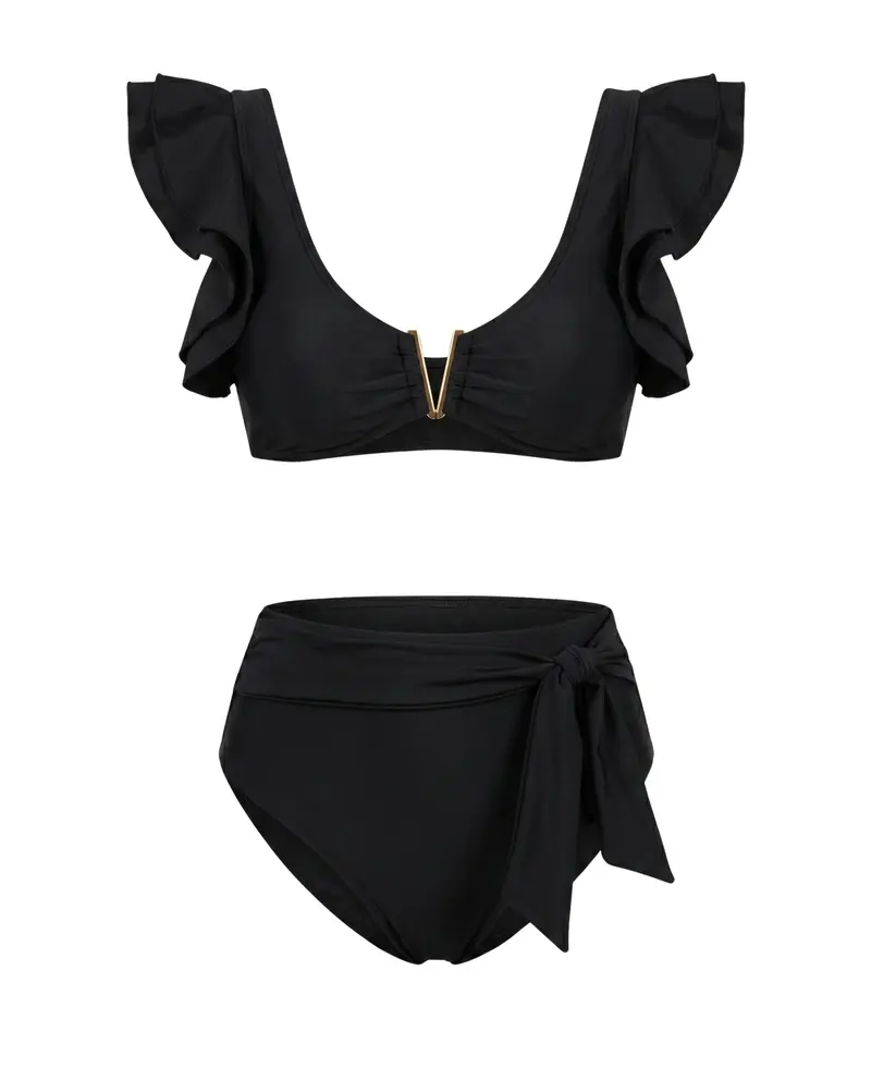 Black Gold Ruffled Bikini