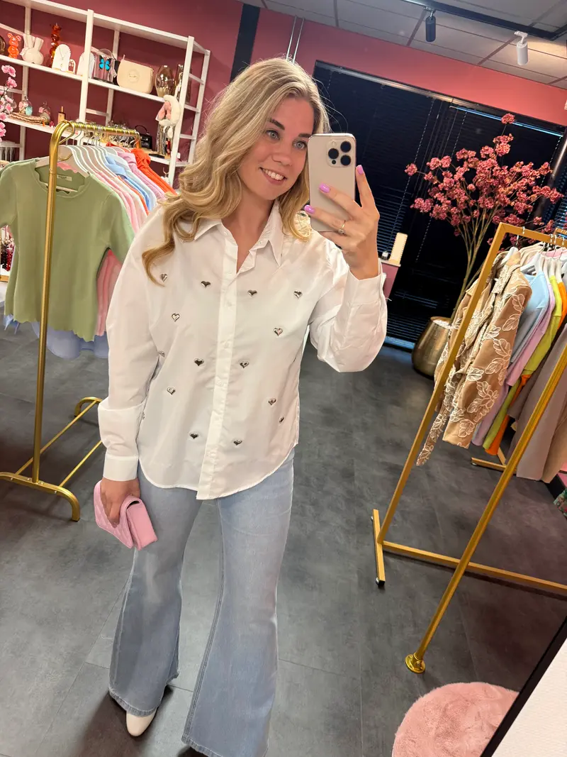 Blouse wit studs hart