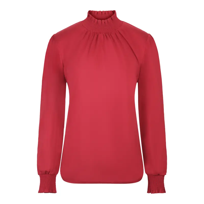 Blouson Rood Uni Gesmokte Hals