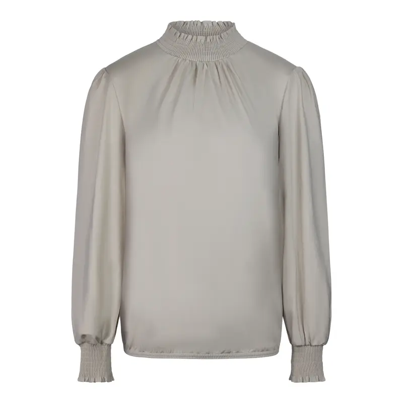 Blouson Uni Cream Gesmokte Hals