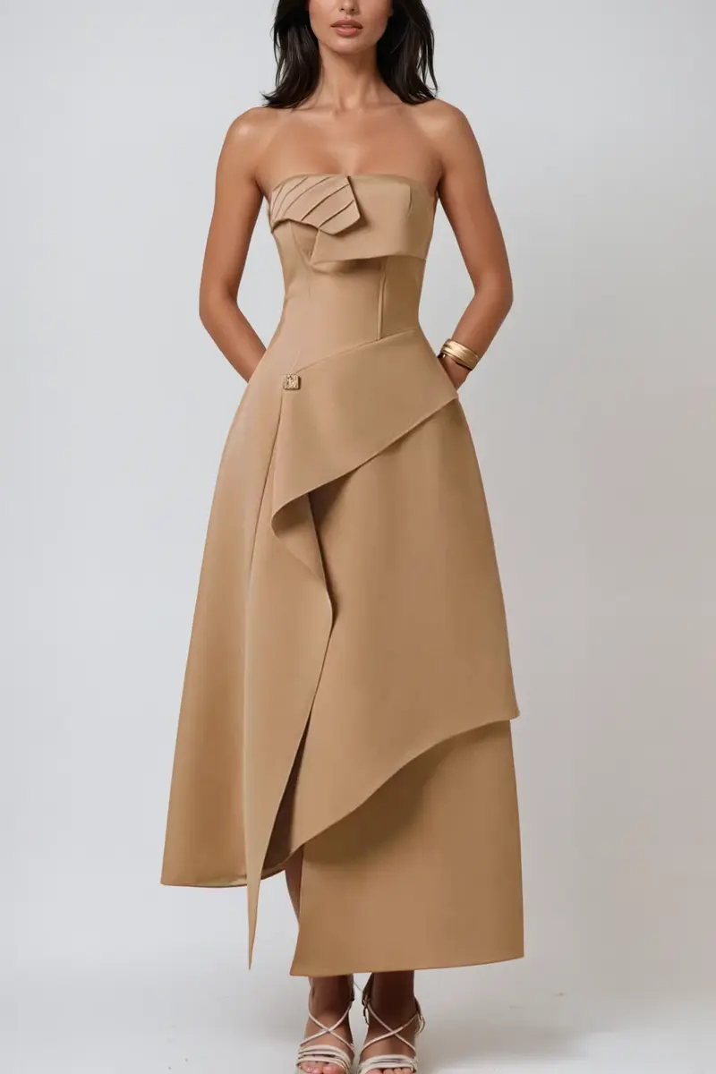 Bobby Strapless Asymmetric Maxi Dress