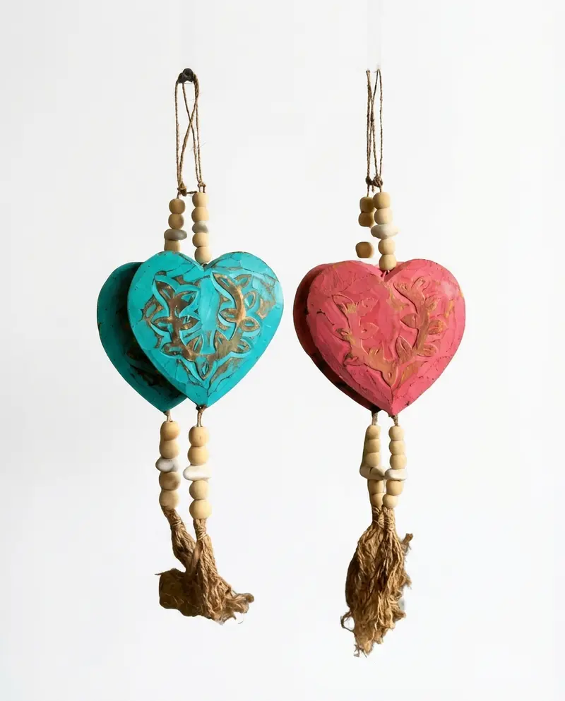 Bohemian Hart Slinger met Jute Kwastje - Ibiza Style - 50cm