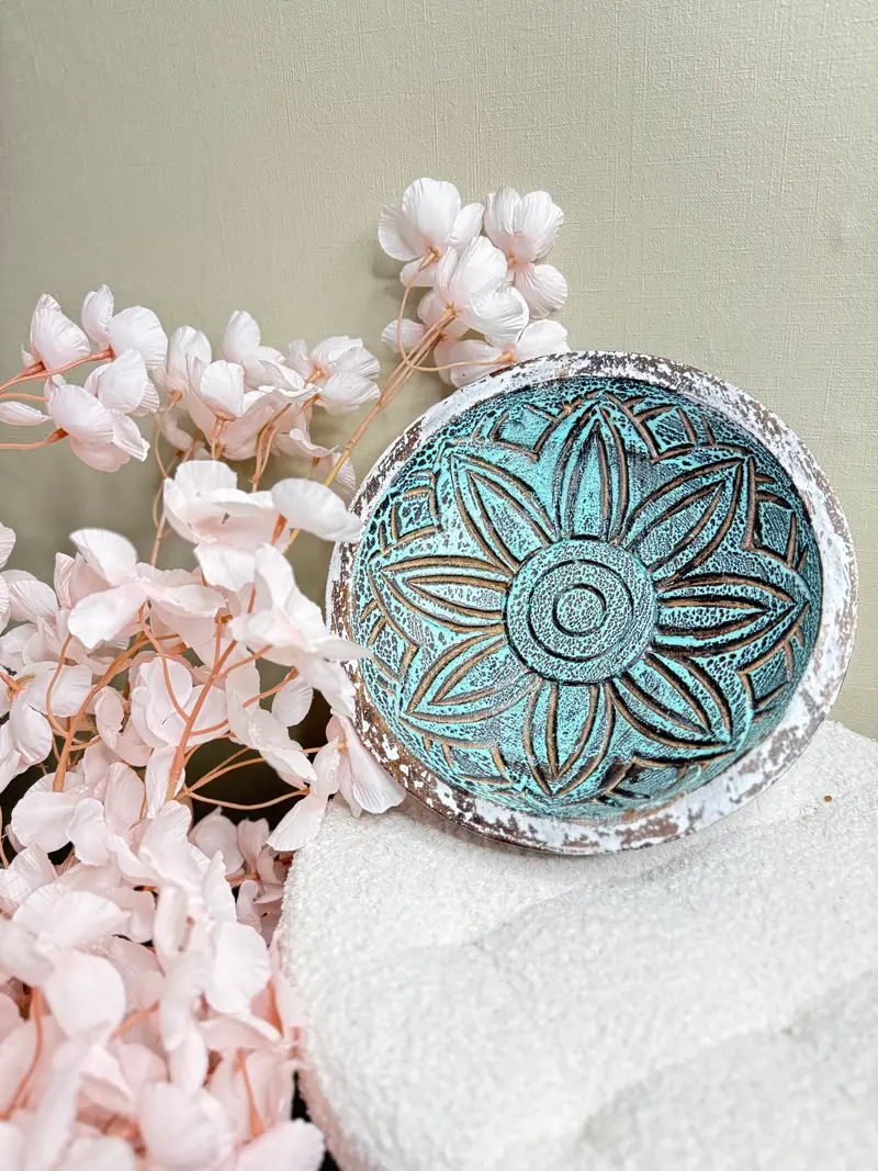 Bohemian Houten Sunflower Schaal - Handgesneden - Ibiza Style - 24cm