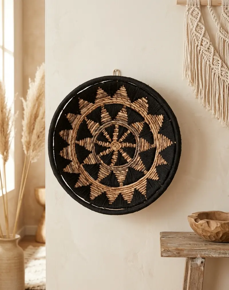Bohemian Wanschaal zwart Mandala design-handgemaakt op Bali