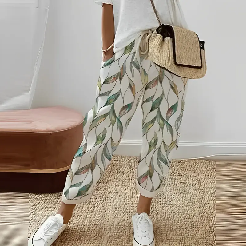 Boho Damenhose mit Blattmuster – Selina