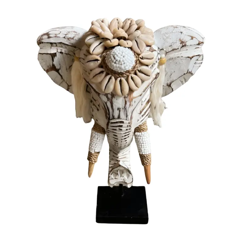 Boho Schelpen Olifant Decoratie – Handgemaakt Ibiza Stijl Ornament