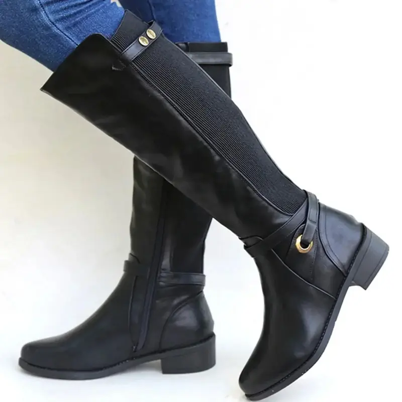 Boots Women Calf Length Adjustable Closure Slip Resistant Sole
