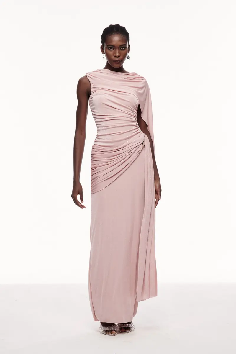 Brandt Ruch Shawl Maxi Dress In Pink