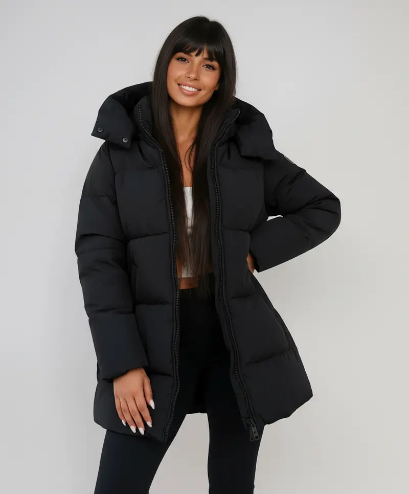Brianna™ | Black Puffer Jacket – Quilted Comfort