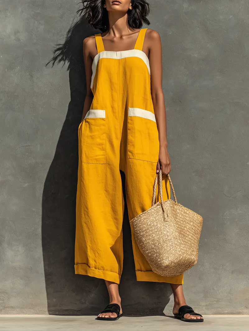 Briar™ | Strapless Square Neck Linen Jumpsuit