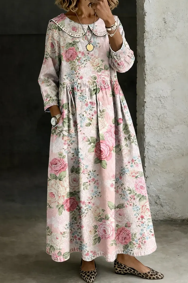 Brooklyn | Floral Collar Denim Dress